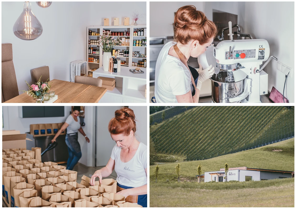 Einblick in die Manufaktur von Adam Kulinarik & Kreativ: Produktion, Verpackung und Verkaufsraum in der Südsteiermark – Unsere Geschichte
