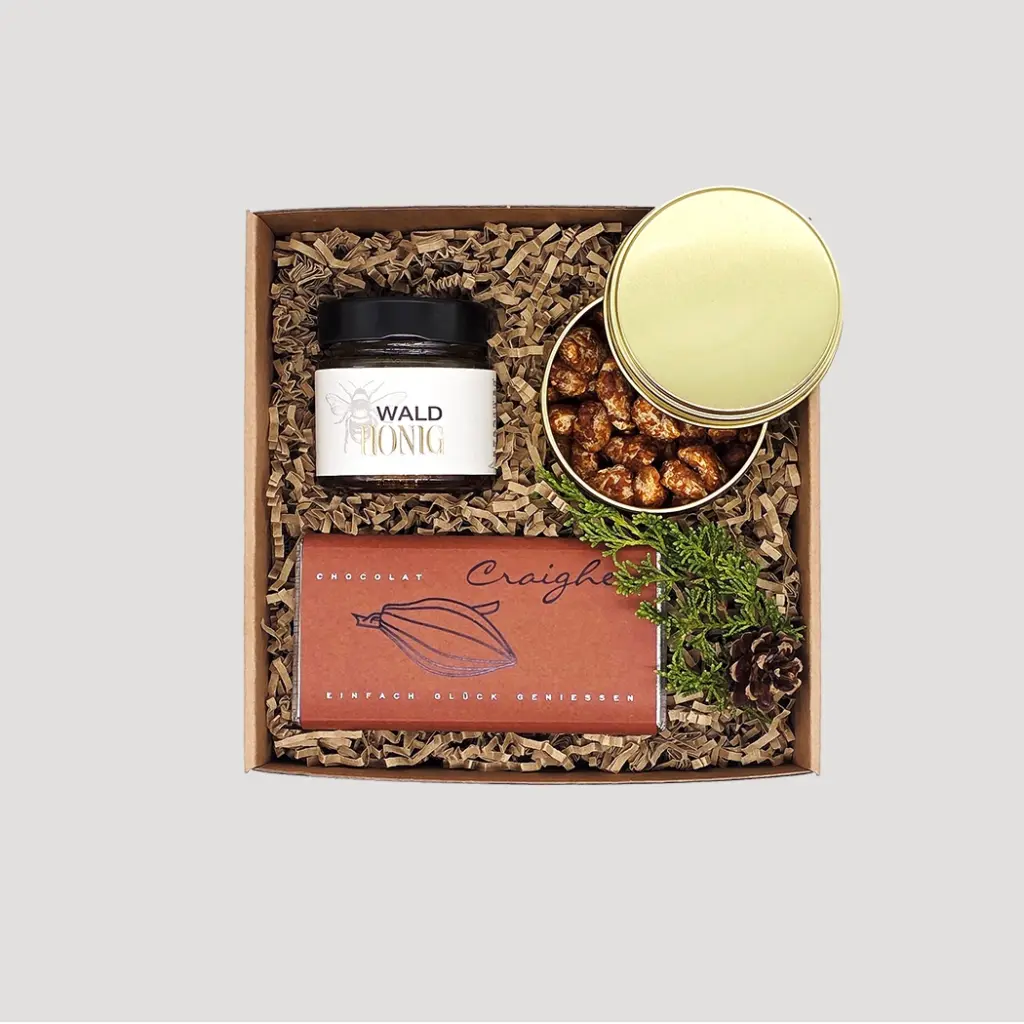Feine Geschenkbox mit Schokolade, Honig und gerösteten Nüssen – Präsent von Adam Geschenke
